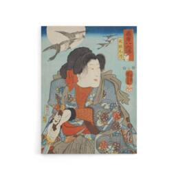 "Artery8 Kabuki Actor as Hero Inusaka Keno Kuniyoshi Canvas Wall Art in Blue - Size: W18"" x H24""" - thumbnail 1