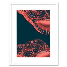 "Artery8 Wall Art Print Pink Seashell Patterned Artwork Framed 9X7 Inch in White - Size: W7"" x H9""" - thumbnail 1