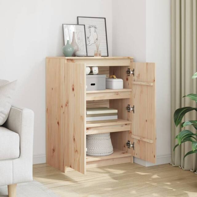 Berkfield Home Sideboard 60x36x84 cm Solid Pinewood in Natural - Size: 60 x 36 x 84 cm - image 1