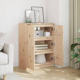 Berkfield Home Sideboard 60x36x84 cm Solid Pinewood in Natural - Size: 60 x 36 x 84 cm - thumbnail 1
