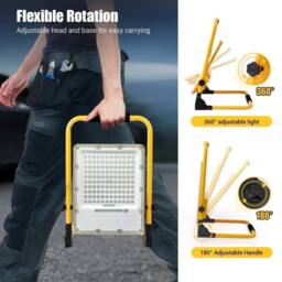 VOGREX 8.5W Foldable Portable Work Light IP65 Waterproof 4 Lighting Modes in Yellow - thumbnail 3