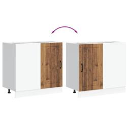 Berkfield Home Sink Base Cabinet Lucca Old Wood Engineered Wood in Brown - thumbnail 8
