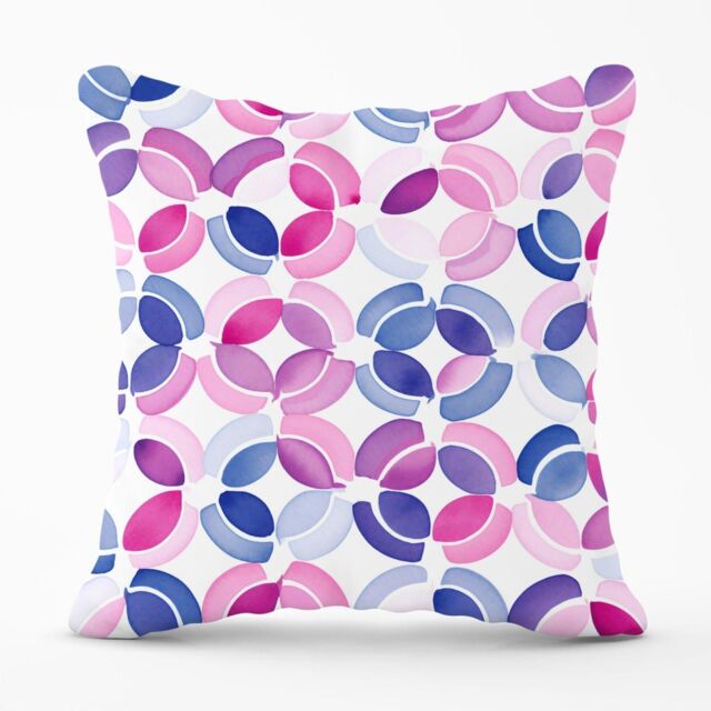 Warren Reed - Designer Interlocking Pink Blue Shape Outdoor Cushion - Size: 60 cm x 60 cm - image 1