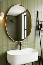 Living and Home 70cm Gold Round Bathroom Mirror, Anti-Fog & Explosion-Proof Aluminium Frame - thumbnail 3