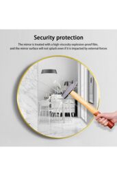Living and Home 70cm Gold Round Bathroom Mirror, Anti-Fog & Explosion-Proof Aluminium Frame - thumbnail 6