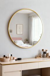 Living and Home 70cm Gold Round Bathroom Mirror, Anti-Fog & Explosion-Proof Aluminium Frame