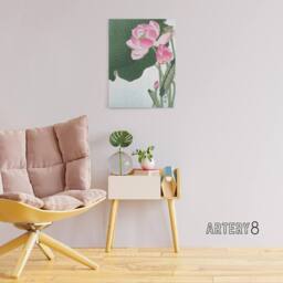 "Artery8 Blooming Lotus Flowers Canvas Wall Art Print Ohara Koson in Green - Size: W18"" x H24""" - thumbnail 3