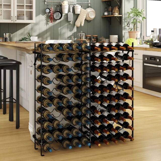 Costway 100-Bottle Large Wine Rack 10-Tier Wine Bottle Holder in Black - image 1