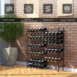 Costway 100-Bottle Large Wine Rack 10-Tier Wine Bottle Holder in Black - thumbnail 7