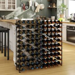 Costway 100-Bottle Large Wine Rack 10-Tier Wine Bottle Holder in Black - thumbnail 1