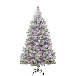 Berkfield Home Artificial Christmas Tree Green & White 180 cm PVC & Metal - thumbnail 4