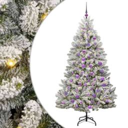 Berkfield Home Artificial Christmas Tree Green & White 180 cm PVC & Metal - thumbnail 2