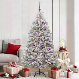 Berkfield Home Artificial Christmas Tree Green & White 180 cm PVC & Metal