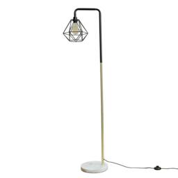 Talisman Black And Gold Floor Lamp With Black Wire Shade