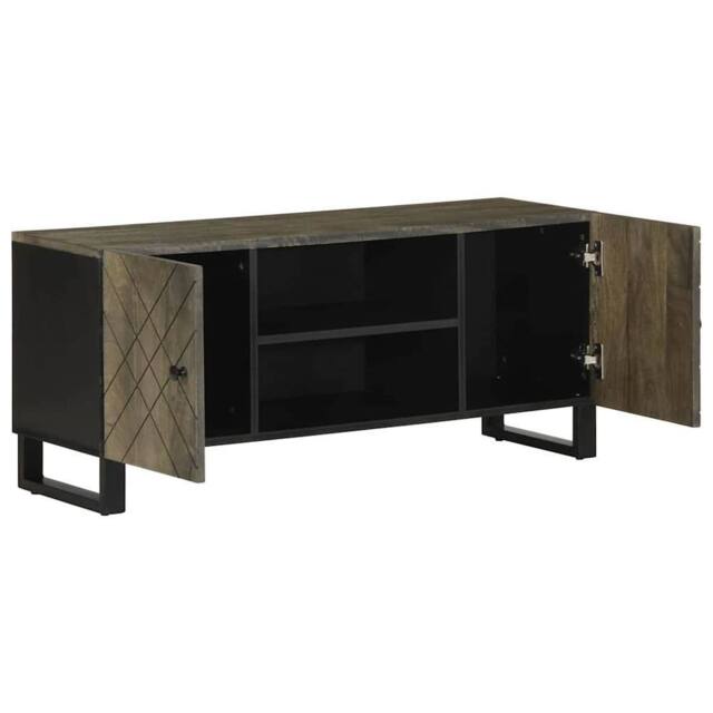 Berkfield Home TV Cabinet Black 105x33x46 cm Solid Wood Mango - Size: 105 x 33 x 46 cm - image 1