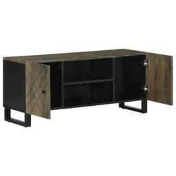 Berkfield Home TV Cabinet Black 105x33x46 cm Solid Wood Mango - Size: 105 x 33 x 46 cm - thumbnail 1