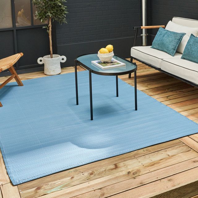 THE RUGS Reversible Weatherproof Outdoor Garden Patio Rug Solid Urban 1000 in Blue - Size: 180 cm x 270 cm - image 1