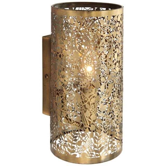 Loops Dimming LED Wall Light Pretty Brass Birds Steel Shade Modern Metal Lamp Fitting in Metallics - image 1