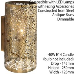 Loops Dimming LED Wall Light Pretty Brass Birds Steel Shade Modern Metal Lamp Fitting in Metallics - thumbnail 2