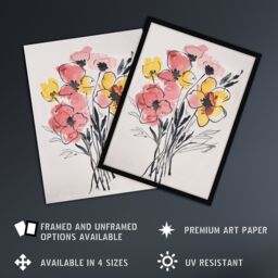 "Artery8 Abstract Flower Bouquet Pastel Yellow Pink Floral Framed Wall Art - Size: W12"" x H16""" - thumbnail 2