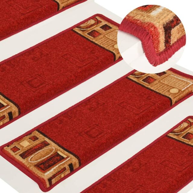 Berkfield Home Stair Mats Self-adhesive 5 pcs 65x21x4 cm Red - Size: Medium - image 1