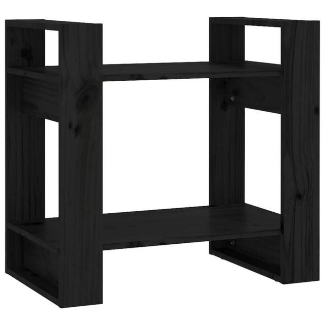 Berkfield Home Book Cabinet/Room Divider Black 60x35x57 cm Solid Wood Pine - Size: 60 x 35 x 57 cm - image 1