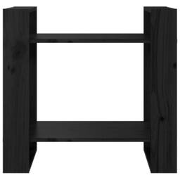 Berkfield Home Book Cabinet/Room Divider Black 60x35x57 cm Solid Wood Pine - Size: 60 x 35 x 57 cm - thumbnail 3
