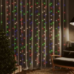 Berkfield Home LED Curtain Fairy Lights 3x3m 300 LED Colourful 8 Function - thumbnail 1
