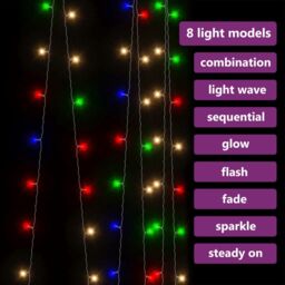Berkfield Home LED Curtain Fairy Lights 3x3m 300 LED Colourful 8 Function - thumbnail 4