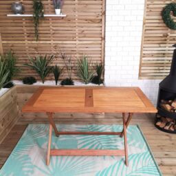 Samuel Alexander Windermere Outdoor 6 Person Folding Rectangular Wooden Table in Brown - thumbnail 4