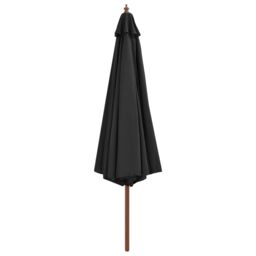 Berkfield Home Outdoor Parasol with Wooden Pole 350 cm Anthracite in Black - thumbnail 2
