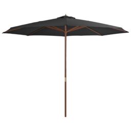 Berkfield Home Outdoor Parasol with Wooden Pole 350 cm Anthracite in Black - thumbnail 1