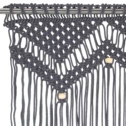Berkfield Home Macrame Curtain Anthracite 140x240 cm Cotton in Dark Grey - thumbnail 4