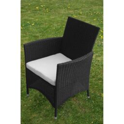 Berkfield Home 5 Piece Outdoor Dining Set with Cushions Poly Rattan Black - thumbnail 6