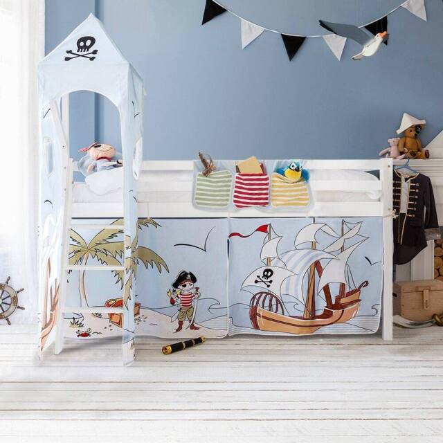Nöa and Nani Moro Cabin Bed Midsleeper with Pirate Pete Package in White - Size: Single - image 1