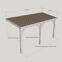 Rutland County Garden Furniture Ltd Felt Shingle Roof Car Port 3 Post, Wood, L350 x W650 cm - Rustic Brown in Light Green - thumbnail 5