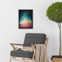 Artery8 Beach Sunset In Bubble Clouds Dreamy Surreal Abstract Artwork Framed Wall Art Print A4 in Black - thumbnail 2
