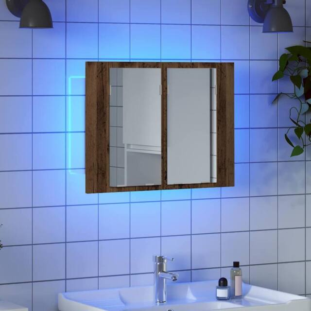 Berkfield Home LED Mirror Cabinet Old Wood 60x12x45 cm Engineered Wood in Brown - Size: 60 x 12 x 45 cm - image 1