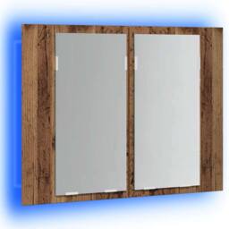 Berkfield Home LED Mirror Cabinet Old Wood 60x12x45 cm Engineered Wood in Brown - Size: 60 x 12 x 45 cm - thumbnail 4