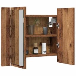 Berkfield Home LED Mirror Cabinet Old Wood 60x12x45 cm Engineered Wood in Brown - Size: 60 x 12 x 45 cm - thumbnail 5