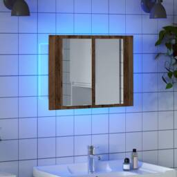 Berkfield Home LED Mirror Cabinet Old Wood 60x12x45 cm Engineered Wood in Brown - Size: 60 x 12 x 45 cm - thumbnail 1