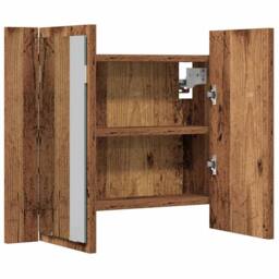 Berkfield Home LED Mirror Cabinet Old Wood 60x12x45 cm Engineered Wood in Brown - Size: 60 x 12 x 45 cm - thumbnail 8