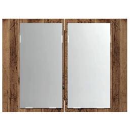 Berkfield Home LED Mirror Cabinet Old Wood 60x12x45 cm Engineered Wood in Brown - Size: 60 x 12 x 45 cm - thumbnail 6