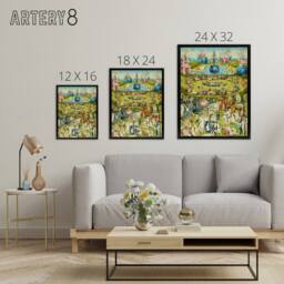 "Artery8 Bosch Garden Earthly Delights Framed Canvas Wall Art Print - Size: W12"" x H16""" - thumbnail 4