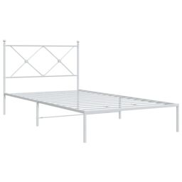Berkfield Home Metal Bed Frame without Mattress with Headboard White 107x203cm - Size: 107x203 cm - thumbnail 3