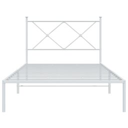 Berkfield Home Metal Bed Frame without Mattress with Headboard White 107x203cm - Size: 107x203 cm - thumbnail 4