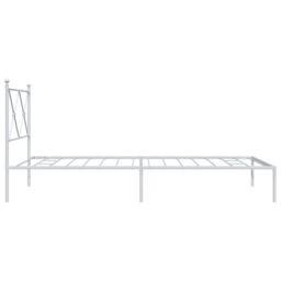 Berkfield Home Metal Bed Frame without Mattress with Headboard White 107x203cm - Size: 107x203 cm - thumbnail 5