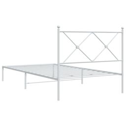 Berkfield Home Metal Bed Frame without Mattress with Headboard White 107x203cm - Size: 107x203 cm - thumbnail 6