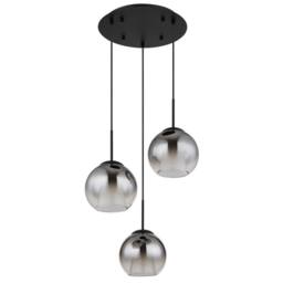 Netlighting Barry Cluster Pendant Matt Black Balls Smoke Glass Shade 3x E27 - thumbnail 2