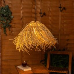 ValueLights Natural Grass Solar Powered Outdoor Hanging Pendant Garden Pergola Light